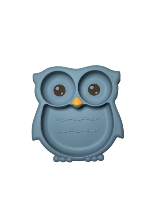 Blue Silicone Owl Feeding Set