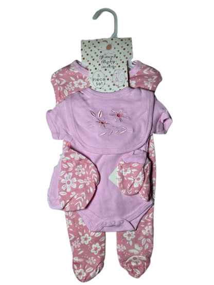 Pink Floral Baby Set